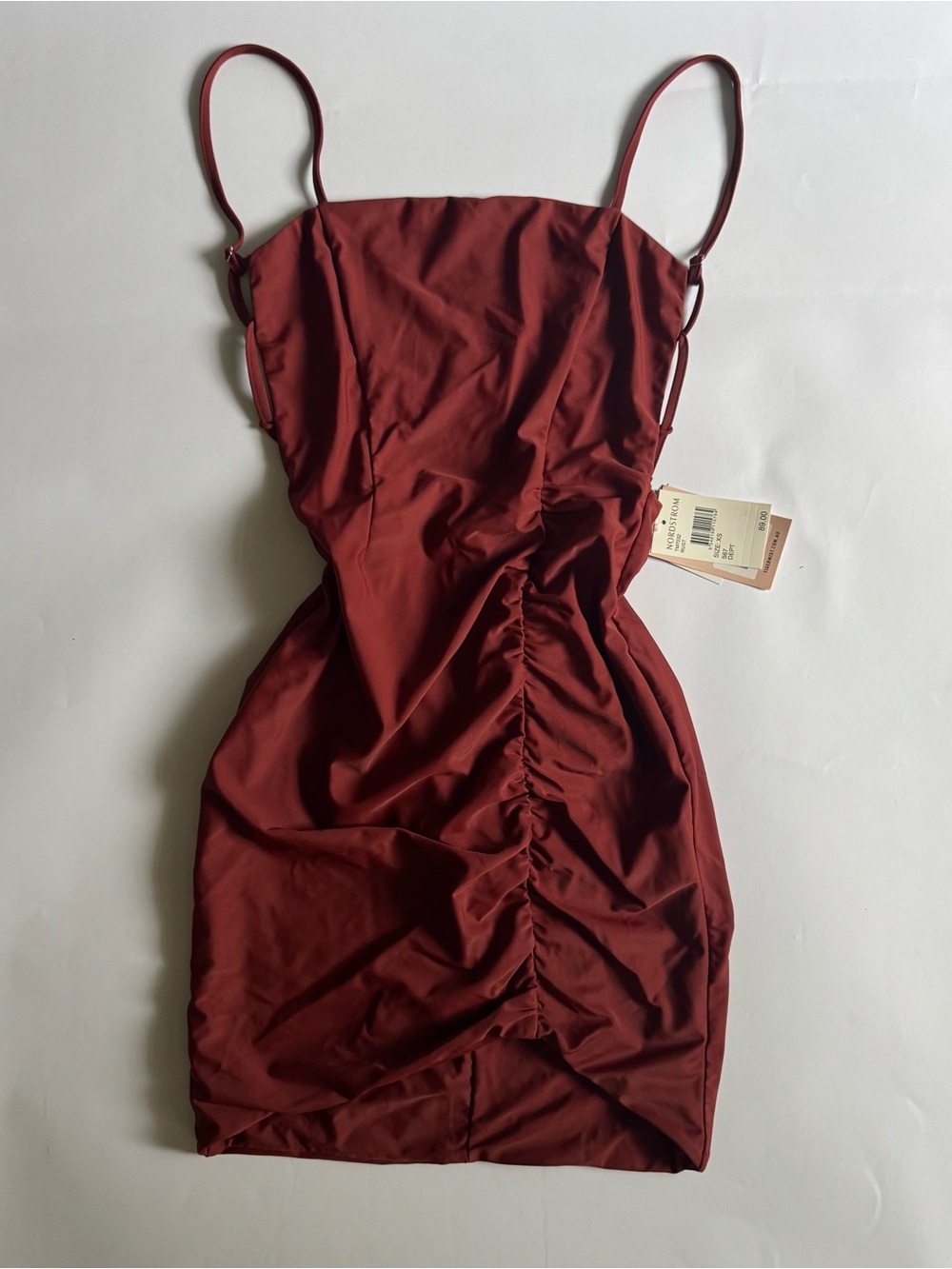 Tiger Mist Women’s Ruched Bodycon Mini Dress in Deep Red Size XS NWT